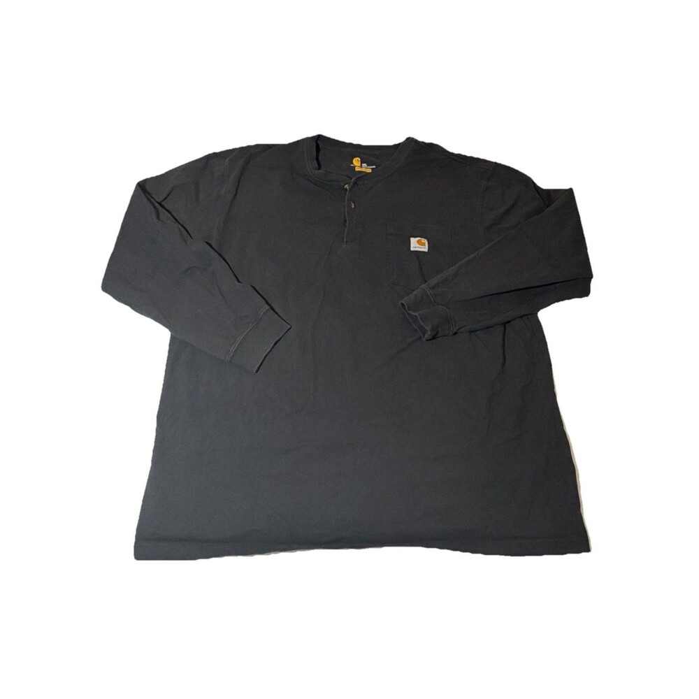 Carhartt K128 Henley Pocket Long Sleeve Shirt Black 2XL Original Fit Men